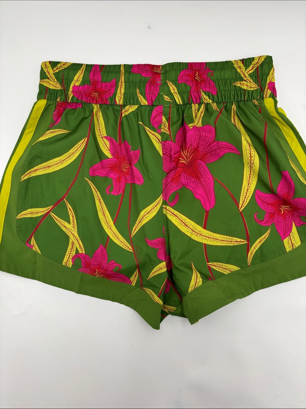 Adidas x Farm Rio Pacer Shorts in Crew Green/Magenta/Lime - Picture 4 of 7
